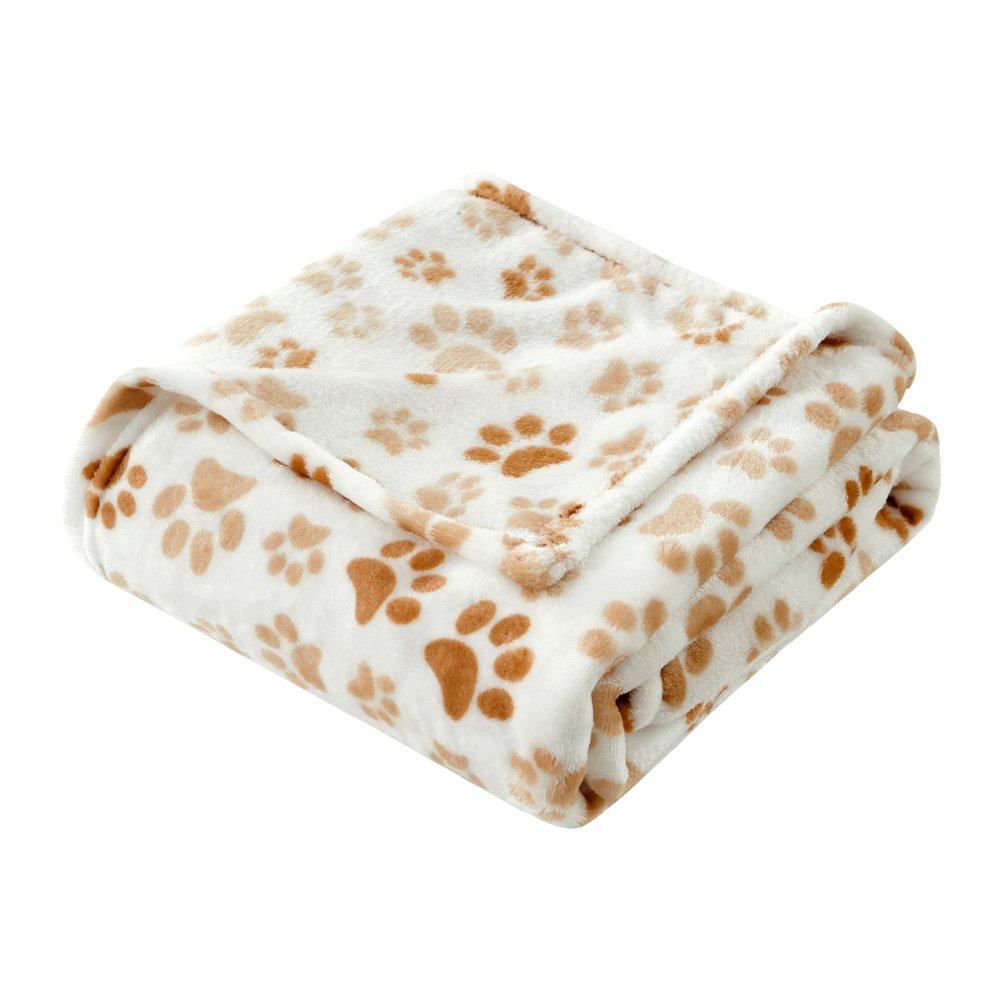 50" X 60" White and Gold Velvet Woven Animal Print Plush Throw Blanket