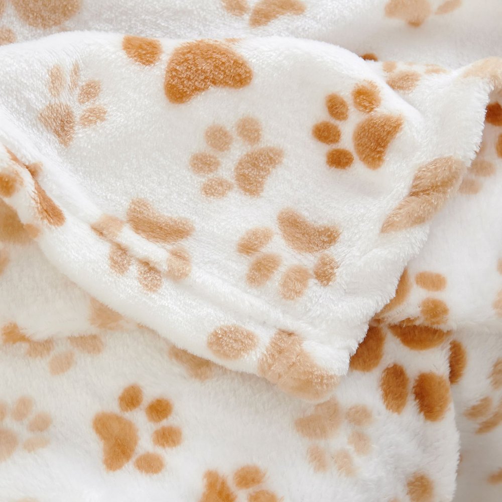 50" X 60" White and Gold Velvet Woven Animal Print Plush Throw Blanket
