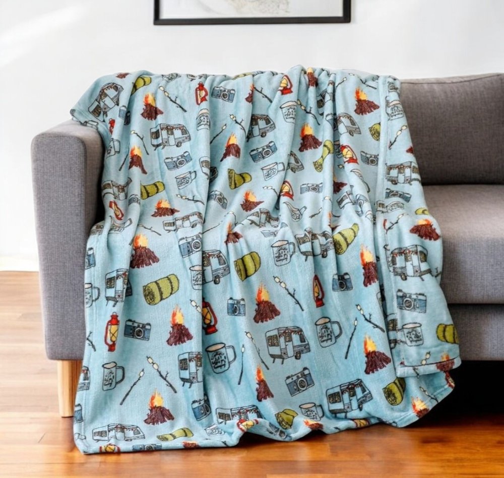 50" X 60" Light Blue Velvet Woven Plush Throw Blanket