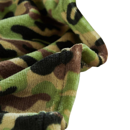 50" X 60" Green and Black Velvet Camouflage Plush Throw Blanket