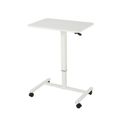 Adjustable White Wood and Stainless Steel Rolling Standing Desk