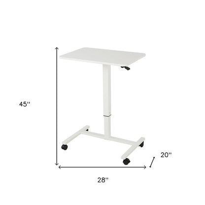Adjustable White Wood and Stainless Steel Rolling Standing Desk