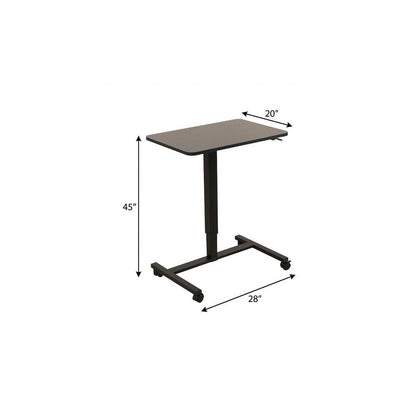 Adjustable Black Wood and Stainless Steel Rolling Standing Desk