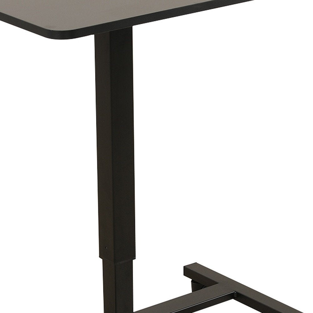 Adjustable Black Wood and Stainless Steel Rolling Standing Desk