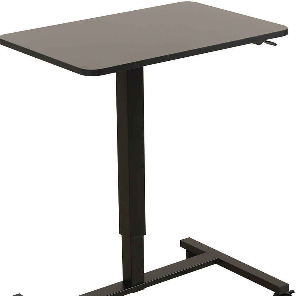 Adjustable Black Wood and Stainless Steel Rolling Standing Desk
