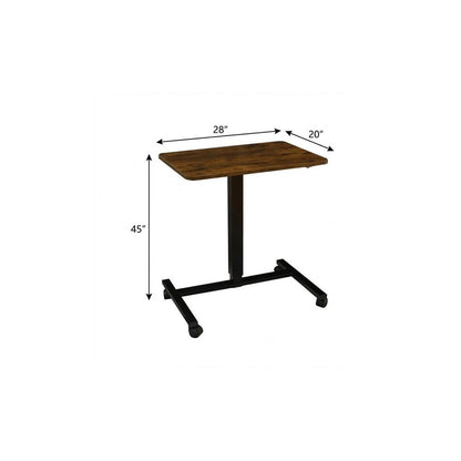Adjustable Brown and Black Wood and Stainless Steel Rolling Standing Desk