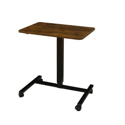 Adjustable Brown and Black Wood and Stainless Steel Rolling Standing Desk