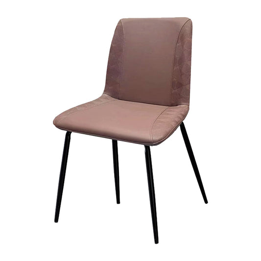 Set of Two Brown and Black Upholstered Faux Leather Dining Side Chairs