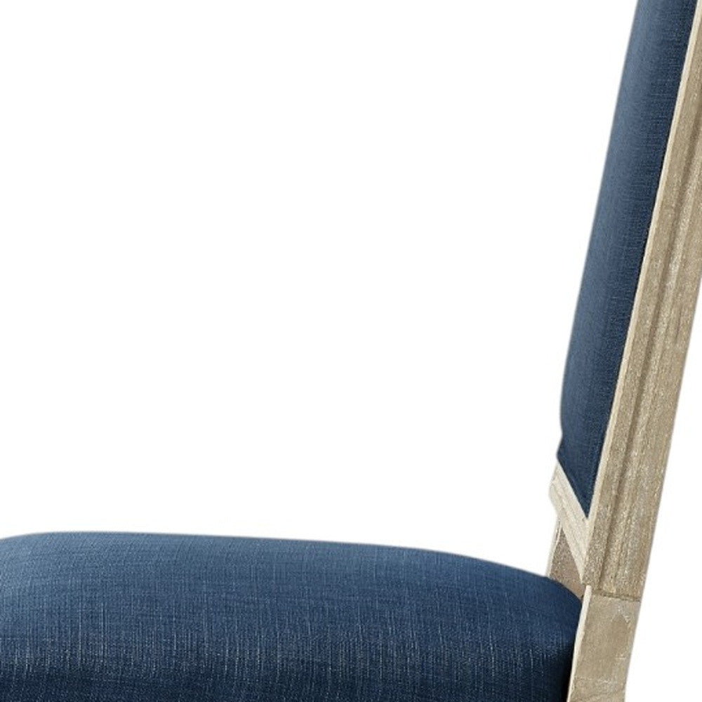 Set of Two Beige and Brown Upholstered Linen Dining Side Chairs
