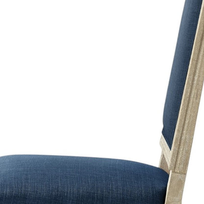 Set of Two Beige and Brown Upholstered Linen Dining Side Chairs