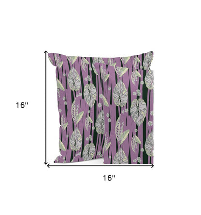 Set of Three 16" X 16" Pink and Black Botanical Indoor Outdoor Throw Pillow