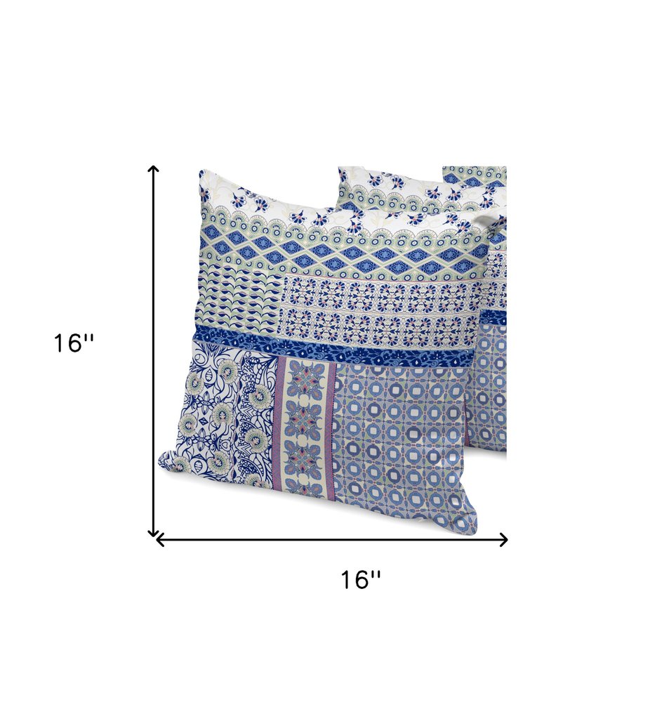 Set of Three 16" X 16" Pink and White Botanical Indoor Outdoor Throw Pillow