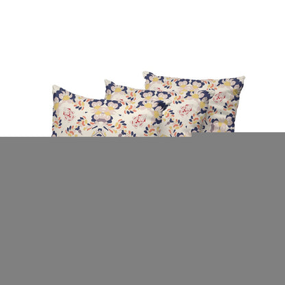 Set of Three 16" X 16" Blue and White Geometric Indoor Outdoor Throw Pillow