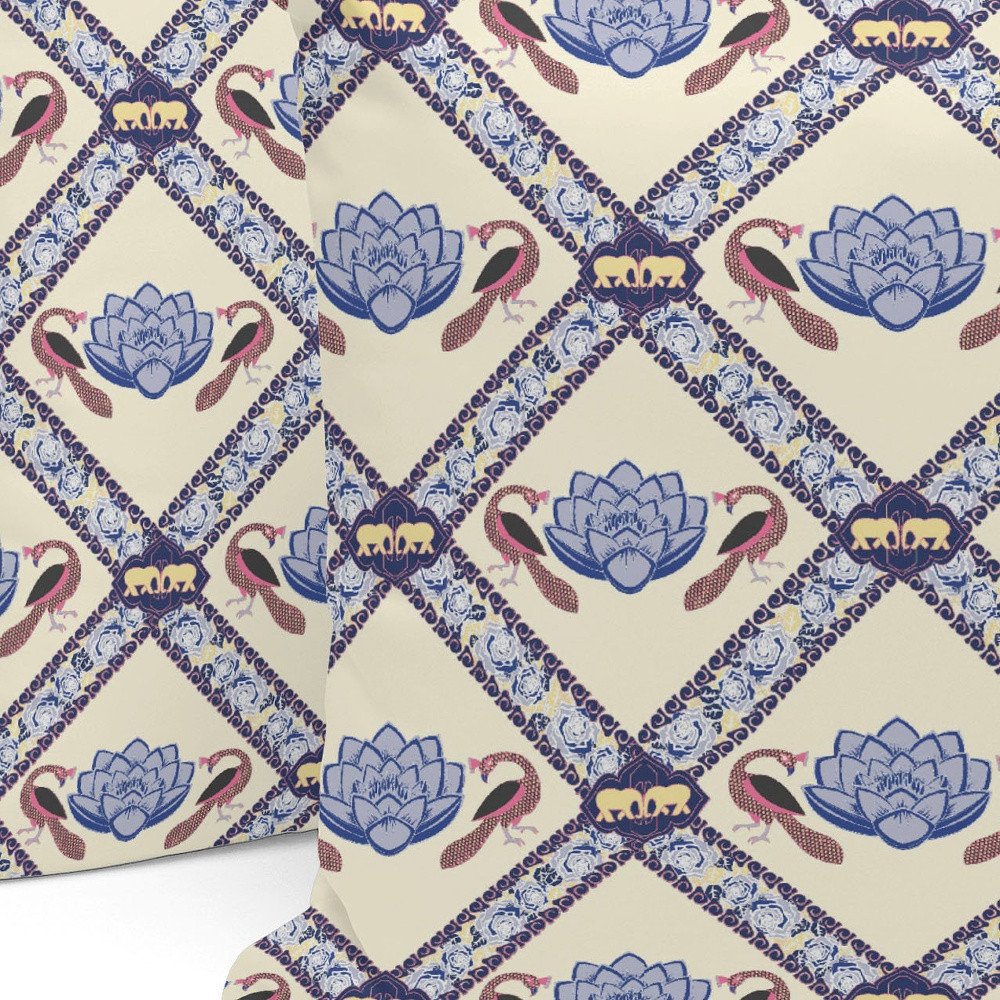 Set of Three 16" X 16" Blue and Brown Peacock Blown Seam Floral Indoor Outdoor Throw Pillow