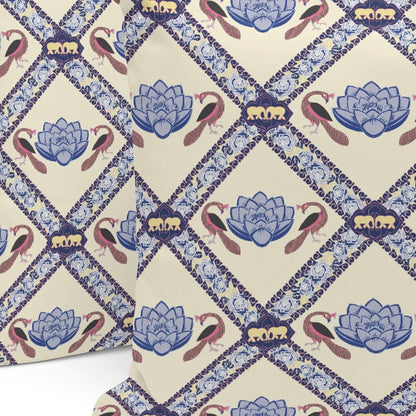 Set of Three 16" X 16" Blue and Brown Peacock Blown Seam Floral Indoor Outdoor Throw Pillow