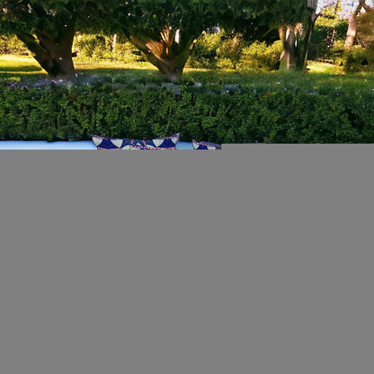 Set of Three 16" X 16" Blue and Pink Blown Seam Eclectic Indoor Outdoor Throw Pillow