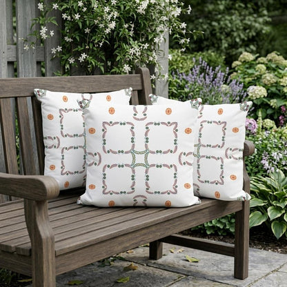 Set of Three 16" Green and White Botanical Indoor Outdoor Throw Pillow Cover and Insert