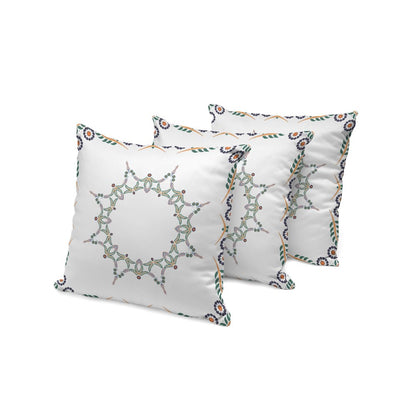 Set of Three 16" Green and White Botanical Indoor Outdoor Throw Pillow Cover and Insert