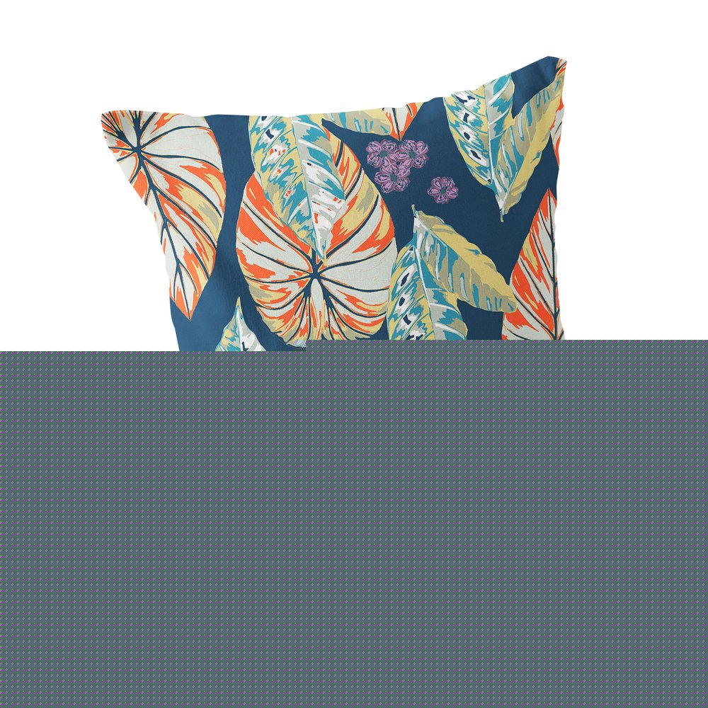 Set of Two 18" Orange Botanical Indoor Outdoor Throw Pillow Cover and Insert