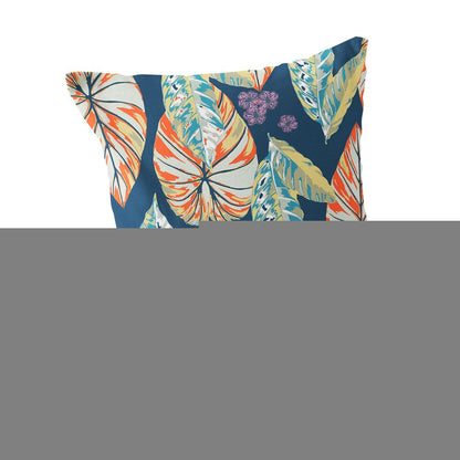 Set of Two 18" Orange Botanical Indoor Outdoor Throw Pillow Cover and Insert