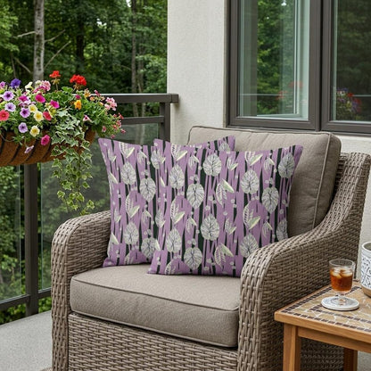 Set of Two 18" Pink Botanical Indoor Outdoor Throw Pillow Cover and Insert