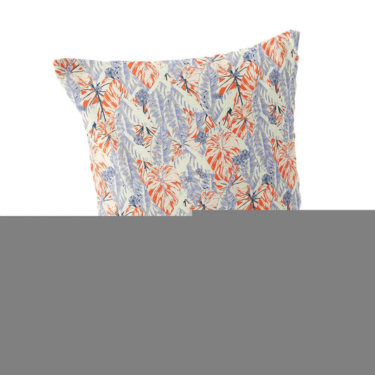 Set of Two 18" Orange Botanical Indoor Outdoor Throw Pillow Cover and Insert