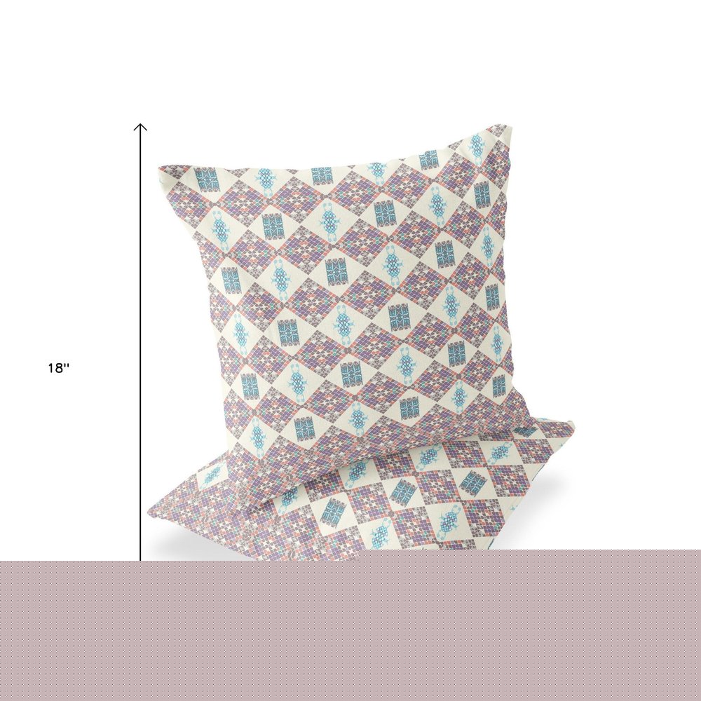 Set of Two 18" Pink Abstract Indoor Outdoor Throw Pillow Cover and Insert