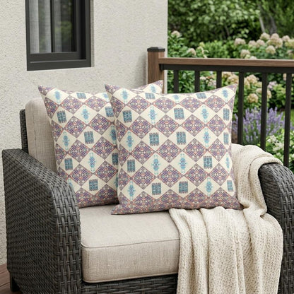 Set of Two 18" Pink Abstract Indoor Outdoor Throw Pillow Cover and Insert