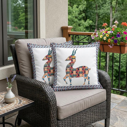 Set of Two 18" Red Deer Indoor Outdoor Throw Pillow Cover and Insert