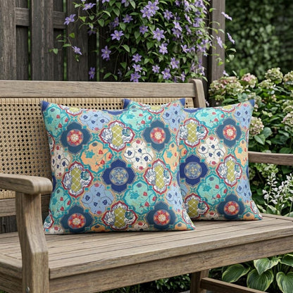 Set of Two 18" Green Botanical Indoor Outdoor Throw Pillow Cover and Insert