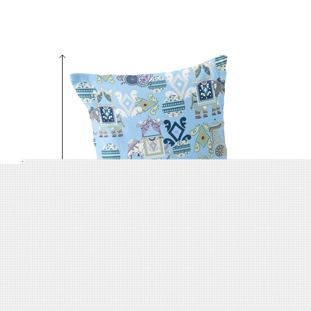 Set of Two 18" Blue Elephant Abstract Indoor Outdoor Throw Pillow Cover and Insert