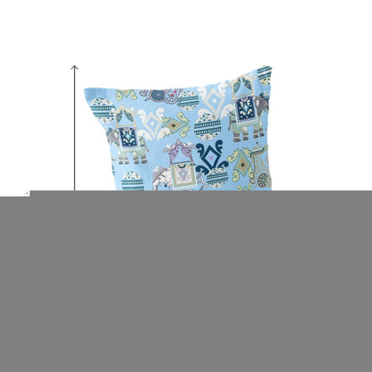 Set of Two 18" Blue Elephant Abstract Indoor Outdoor Throw Pillow Cover and Insert