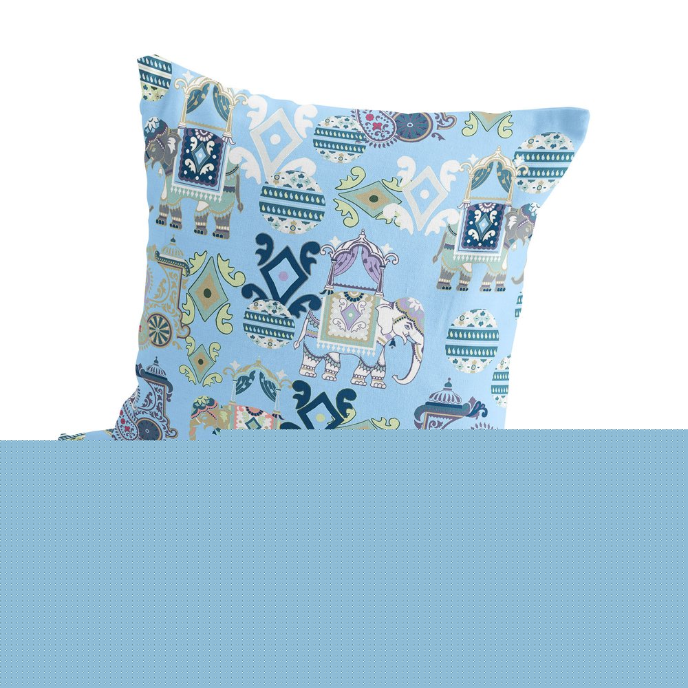 Set of Two 18" Blue Elephant Abstract Indoor Outdoor Throw Pillow Cover and Insert