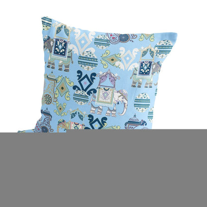 Set of Two 18" Blue Elephant Abstract Indoor Outdoor Throw Pillow Cover and Insert