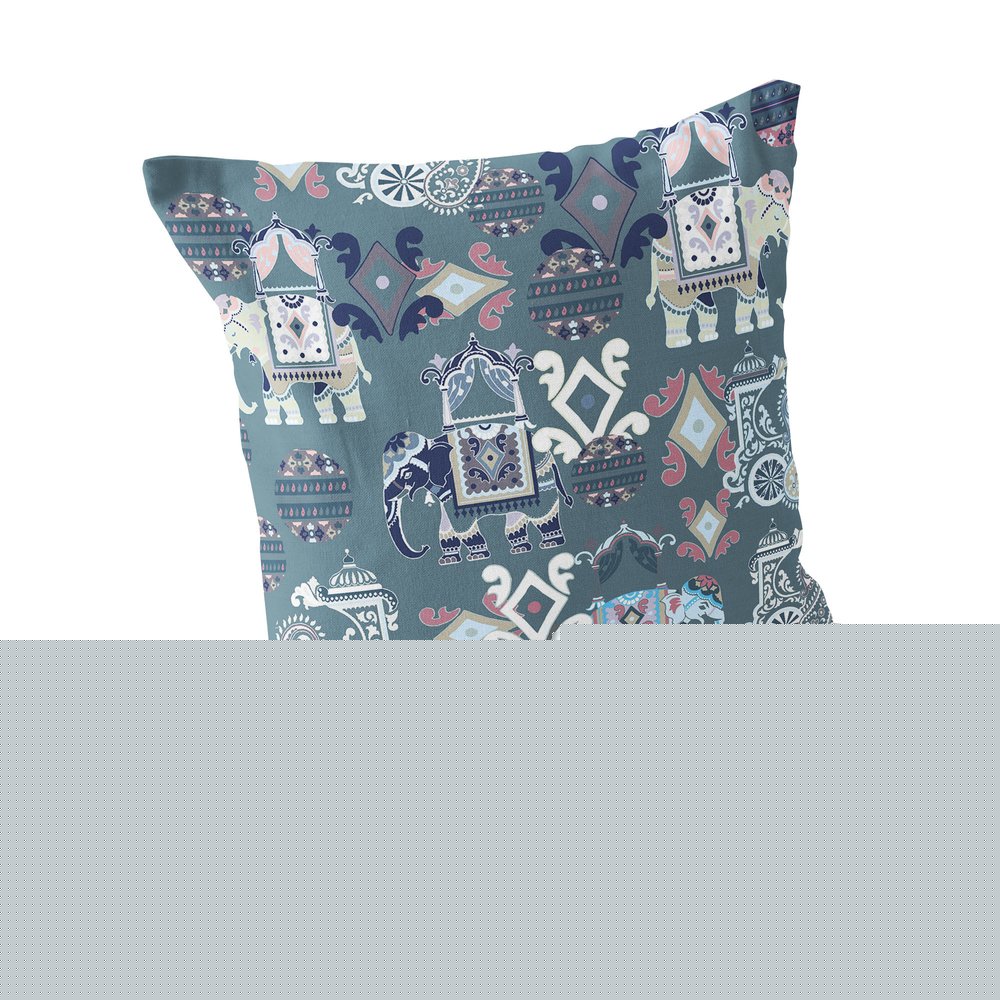 Set of Two 18" Gray Elephant Abstract Indoor Outdoor Throw Pillow Cover and Insert