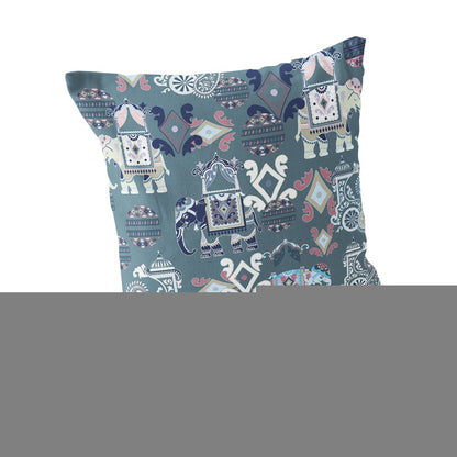 Set of Two 18" Gray Elephant Abstract Indoor Outdoor Throw Pillow Cover and Insert