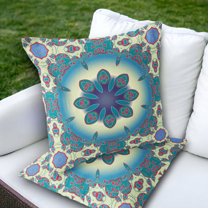 Set of Two 18" Yellow Abstract Indoor Outdoor Throw Pillow Cover and Insert