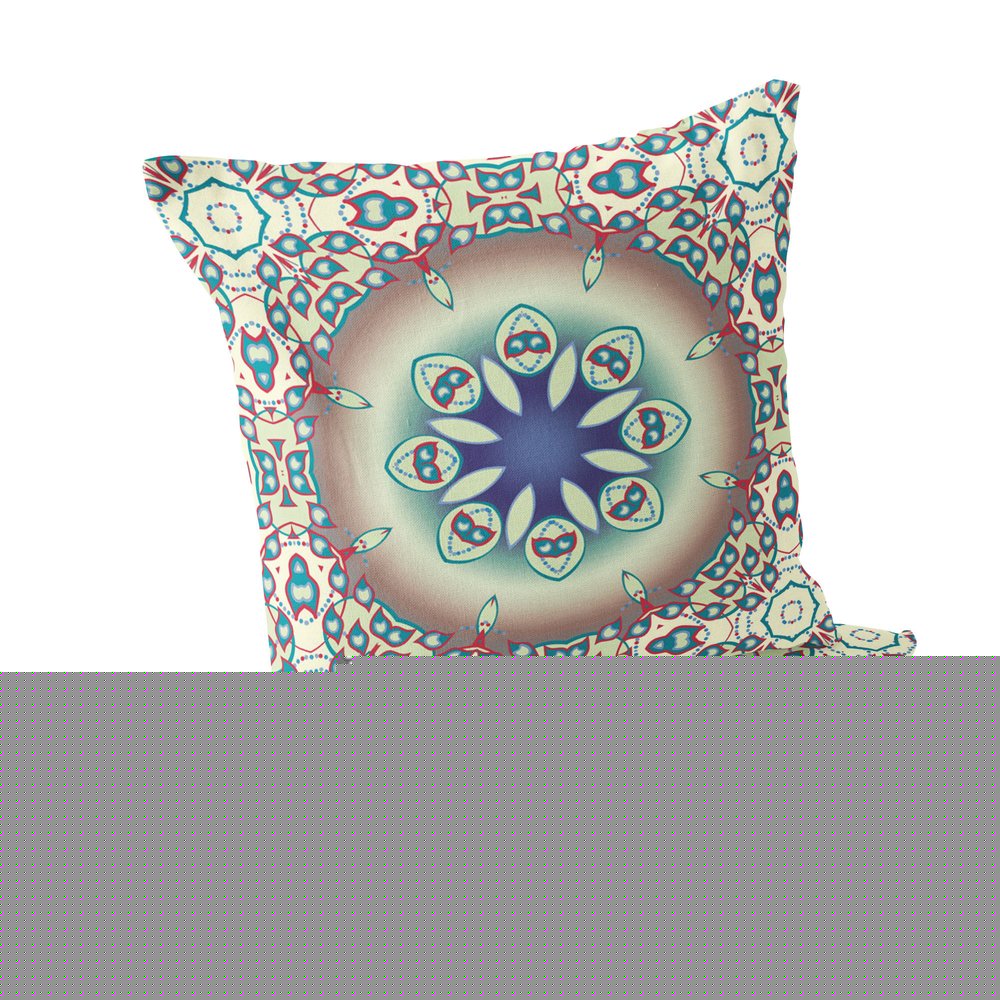 Set of Two 18" Beige Abstract Indoor Outdoor Throw Pillow Cover and Insert