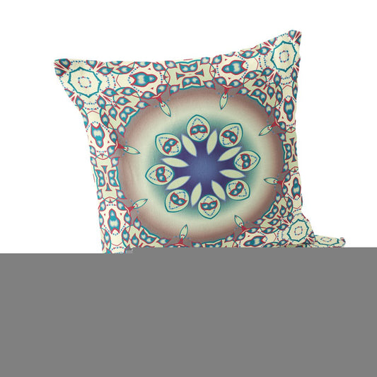 Set of Two 18" Beige Abstract Indoor Outdoor Throw Pillow Cover and Insert