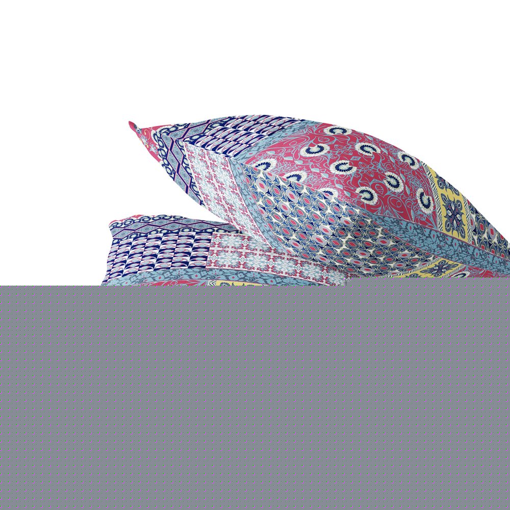 Set of Two 18" Pink Botanical Indoor Outdoor Throw Pillow Cover and Insert