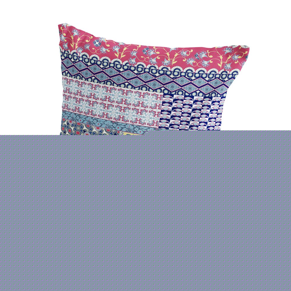 Set of Two 18" Pink Botanical Indoor Outdoor Throw Pillow Cover and Insert