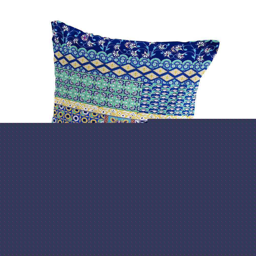 Set of Two 18" Navy Blue Botanical Indoor Outdoor Throw Pillow Cover and Insert