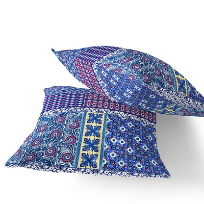 Set of Two 18" Navy Blue Botanical Indoor Outdoor Throw Pillow Cover and Insert