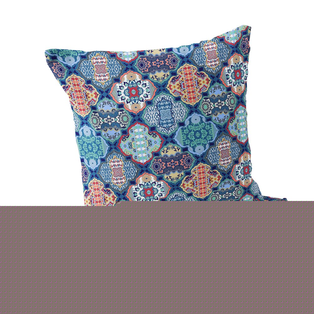 Set of Two 18" Turquoise Botanical Indoor Outdoor Throw Pillow Cover and Insert