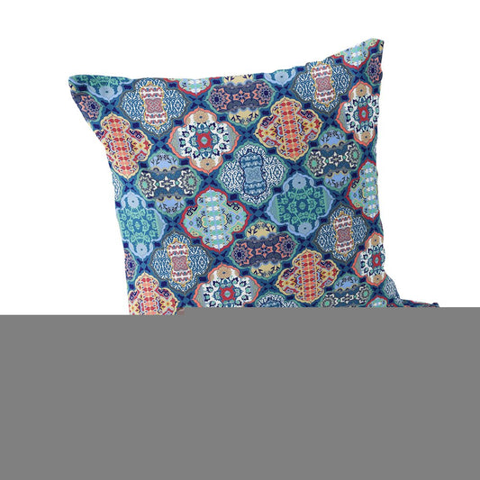 Set of Two 18" Turquoise Botanical Indoor Outdoor Throw Pillow Cover and Insert