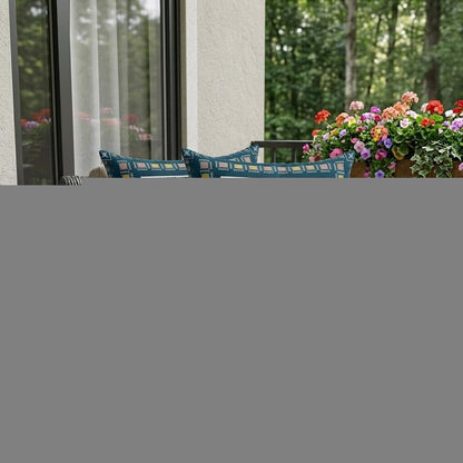 Set of Two 18" Blue Botanical Indoor Outdoor Throw Pillow Cover and Insert