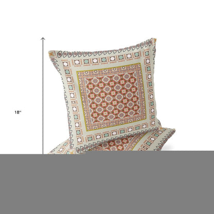 Set of Two 18" Off White Botanical Indoor Outdoor Throw Pillow Cover and Insert