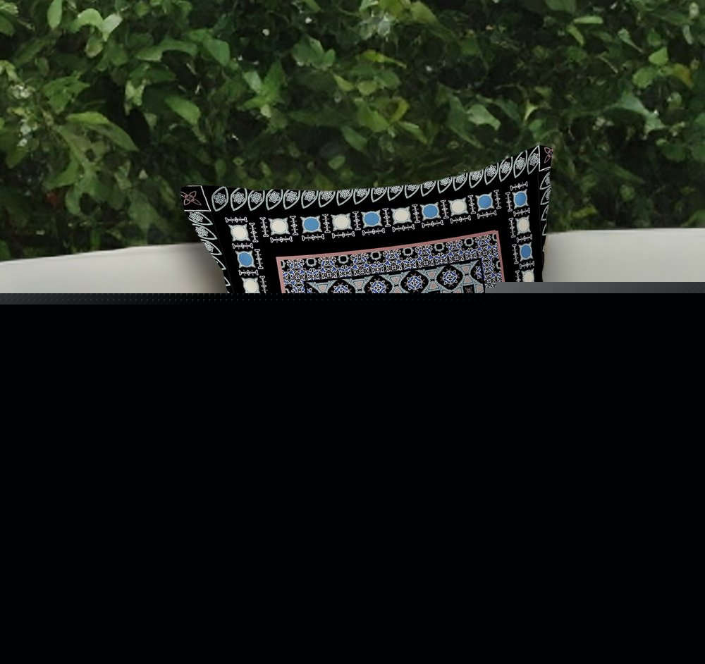 Set of Two 18" Black Botanical Indoor Outdoor Throw Pillow Cover and Insert