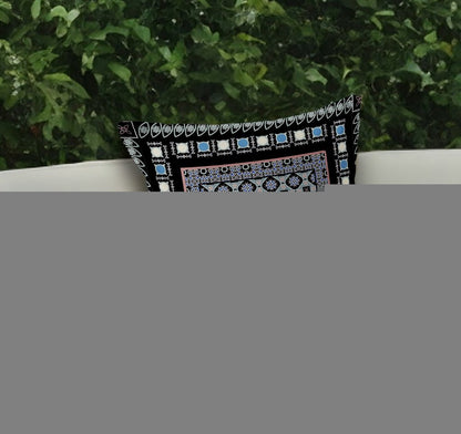 Set of Two 18" Black Botanical Indoor Outdoor Throw Pillow Cover and Insert