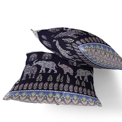 Set of Two 18" Purple Elephant Indoor Outdoor Throw Pillow Cover and Insert